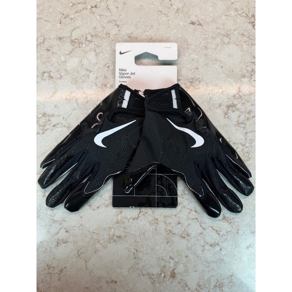 Nike Vapor Jet Football Gloves Black White Adult Small S P CH NWT - Picture 2 of 3